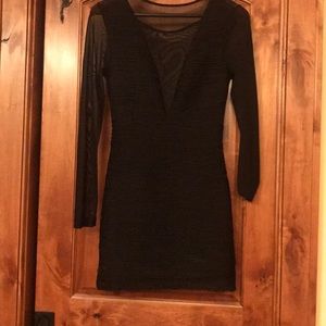 Rouched black cocktail dress